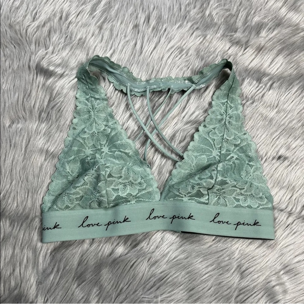 Pink Victorias Secret Green Lace Bralette Size Small